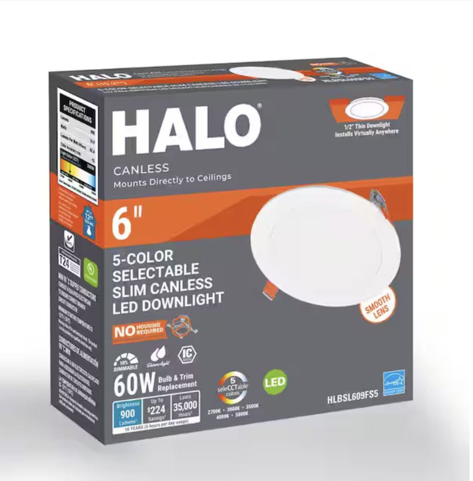 [1011815875] HLBSL 6 in. Can Less Integrated LED, 900 Lumens, 5CCT, White 