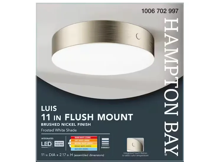 [1006702997] Luis 11 in. Light Brushed Nickel Adjustable CCT Integrated LED Ceiling Flush Mount Fixture