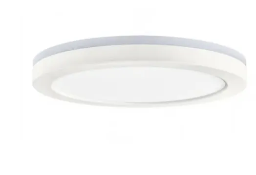 [1010633889] Commercial Electric 12 in. LED Flush Mount Smart CCT and RGB Selectable Matte White Finish with Night Light Powered by Hubspace 1010633889