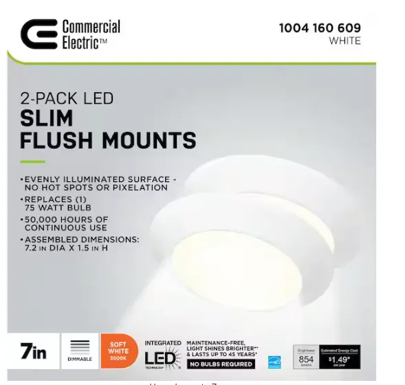 [1004160609] 7 in. White LED Flush Mount (2-Pack)