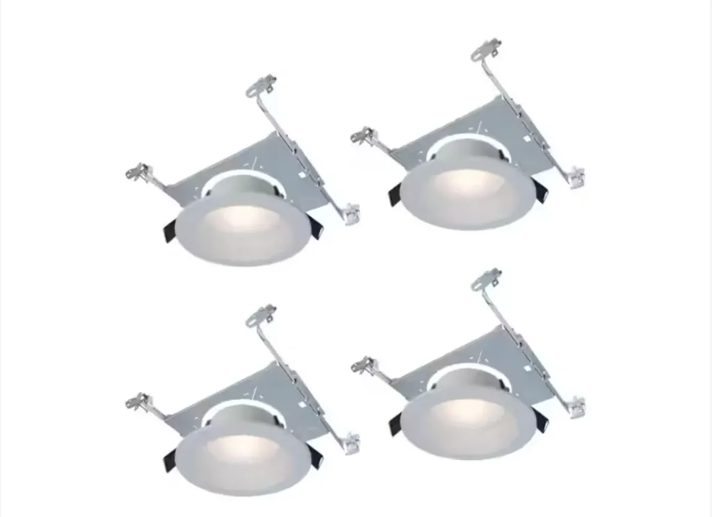 [1004807035] RL Series 6 in. Adjustable CCT Canless IC Rated Dimmable Indoor, Outdoor Integrated LED Recessed Light Kit (4-Pack)