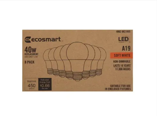 40-Watt Equivalent A19 Non-Dimmable LED Light Bulb Soft White (8-Pack)